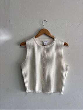 Song of Style Cream Ribbed Button-Front Tank